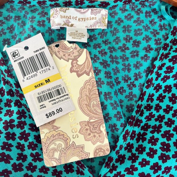 Band of Gypsies Women's Size M Teal/Black Martinique Floral Maxi Wrap Dress - Picture 13 of 14